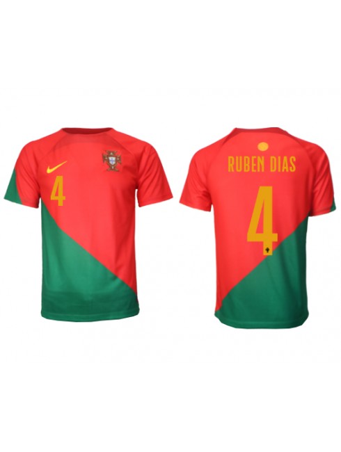 Portugal Ruben Dias #4 Replika Hemmakläder VM 2022 Kortärmad